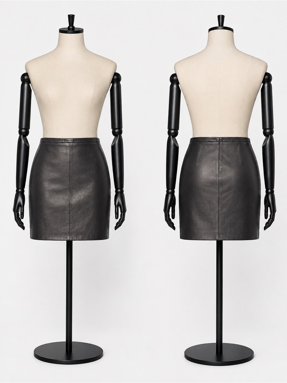 Theory Black Faux Leather Mini Skirt
